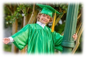 Student in cap and grown