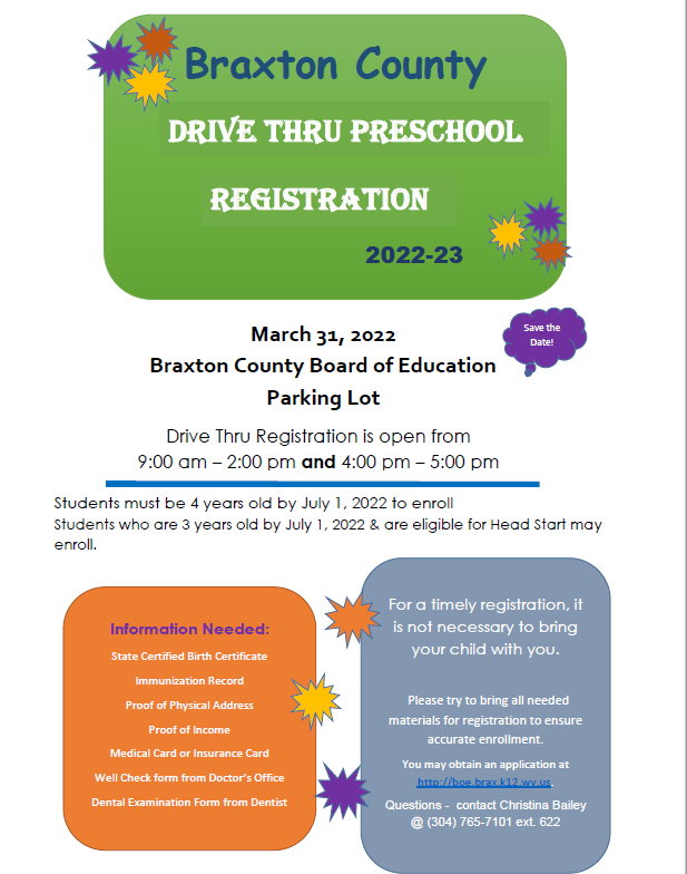 Picture of Announcement for Pre-K registration 