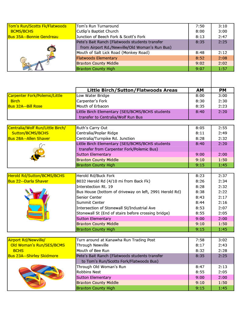 Summer Bus Schedule p 2