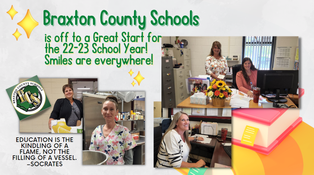 Graphic with various staff pictures from the first week of school
