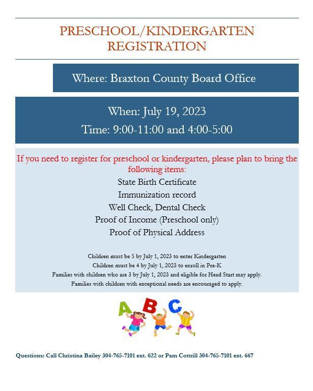 Preschool - Kindergarten Registration Flyer